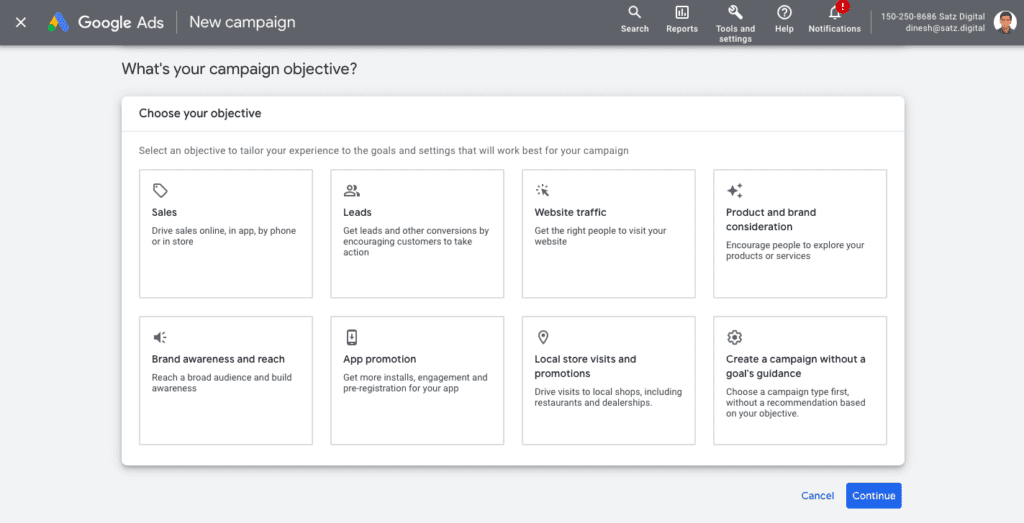 New Campaign - Choose your ad objectives - Wonkrew