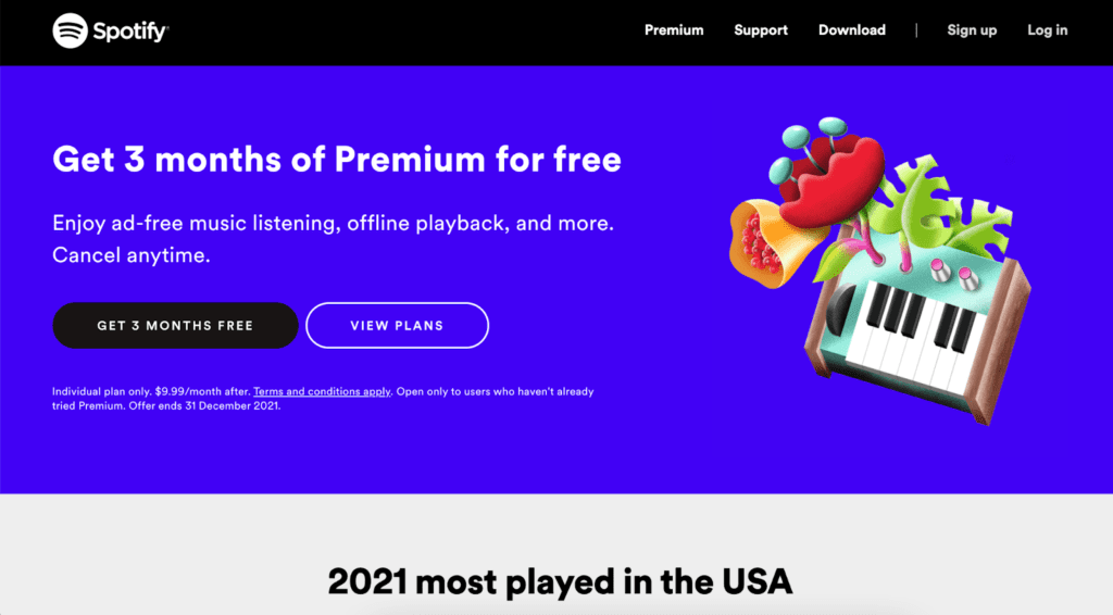 spotify landing page