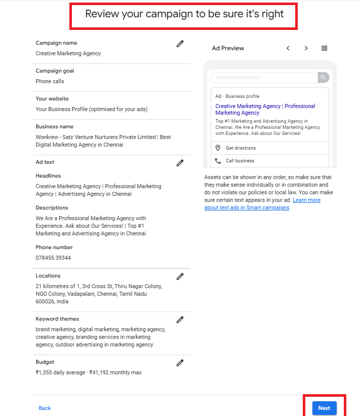 Review Once Your Campaign to be sure its Right, wonkrew