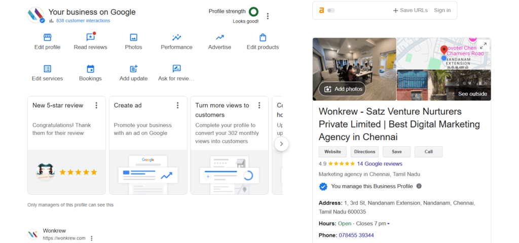 Google My Business Account, Wonkrew The Best Digital Marketing Agency in chennai