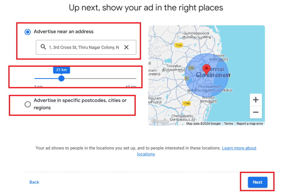 GMB location you want to advertise and Select your Radius and Advertise in specific postcodes, cities or regions, wonkrew